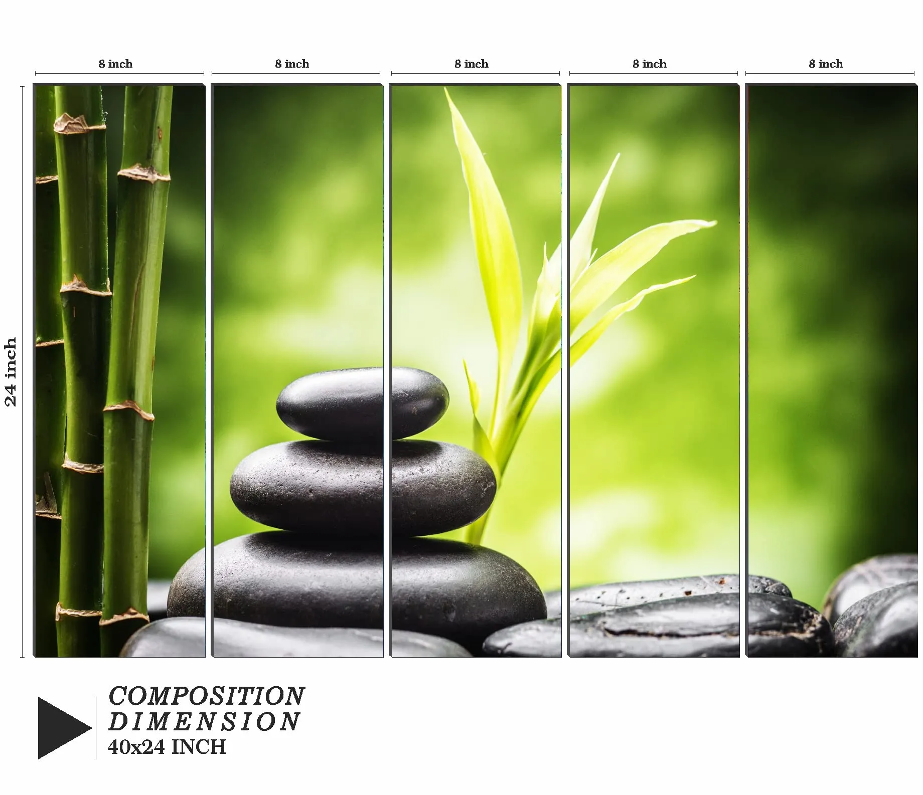 SAF paintings Set of 5 Bamboo nature modern art 6MM MDF large Premium Panel wall painting 24 Inch x 40 Inch SANFLL35103