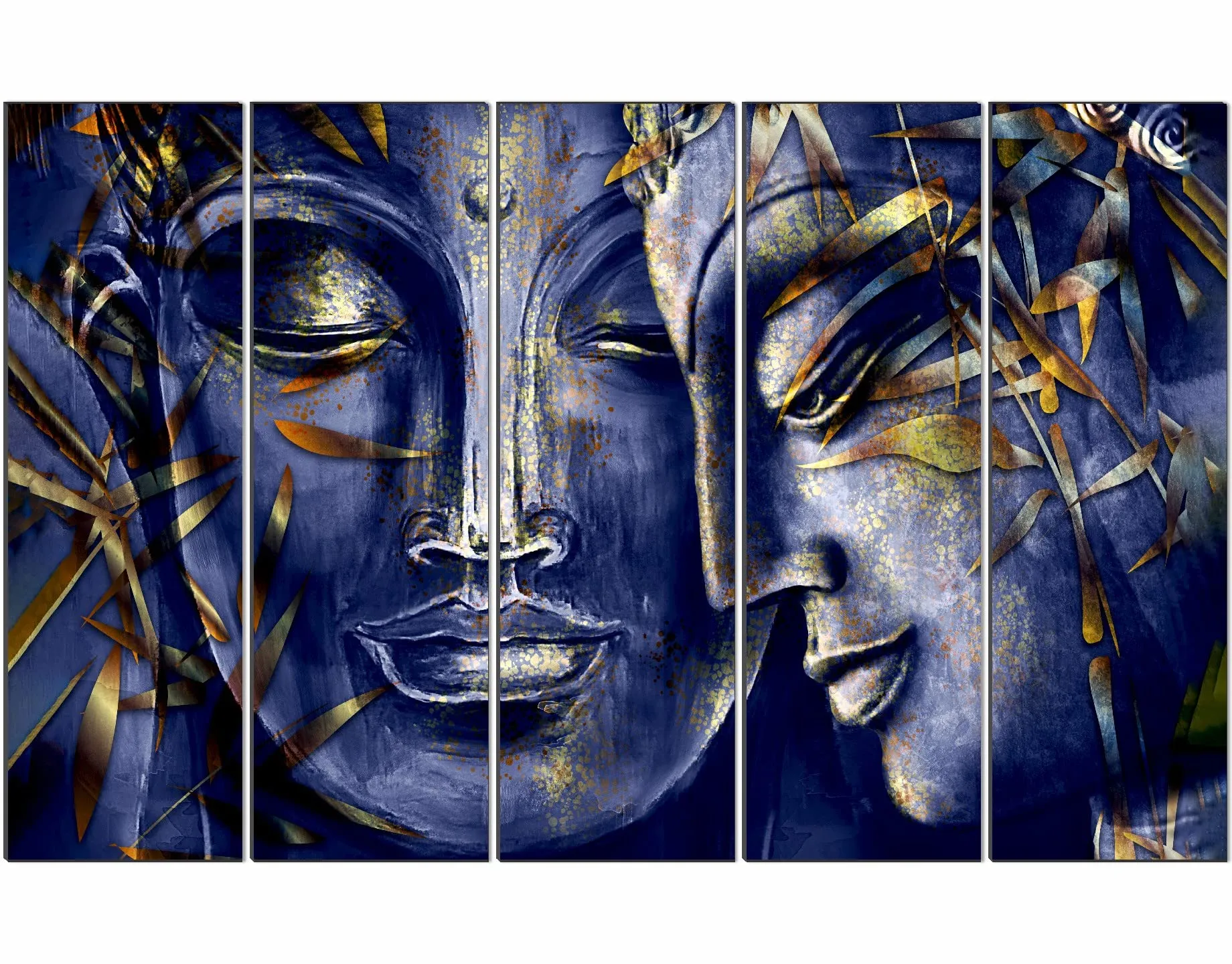 SAF paintings Set of 5 Buddha religious modern art 6MM MDF large Premium Panel wall painting 24 Inch x 40 Inch SANFLL35065