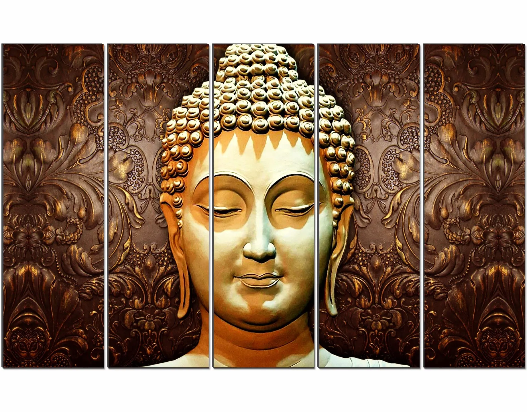 SAF paintings Set of 5 Buddha religious modern art 6MM MDF large Premium Panel wall painting 24 Inch x 40 Inch SANFLL35124