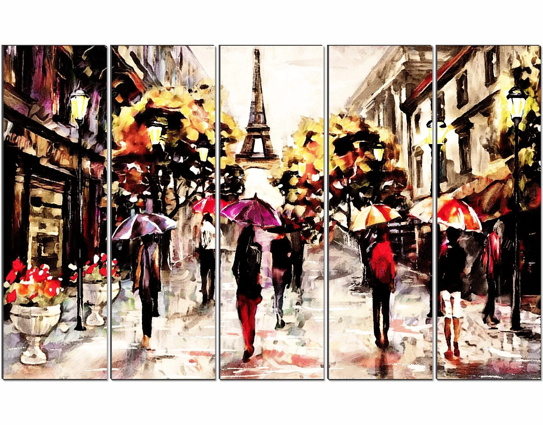 SAF paintings Set of 5 Eiffle tower modern art 6MM MDF large Premium Panel wall painting 24 Inch x 40 Inch SANFLL35107