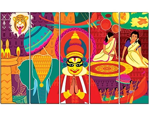 SAF paintings Set of 5 modern art 6MM MDF large Premium Panel wall painting 24 Inch x 40 Inch SANFLL35100