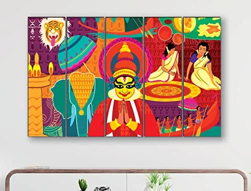 SAF paintings Set of 5 modern art 6MM MDF large Premium Panel wall painting 24 Inch x 40 Inch SANFLL35100