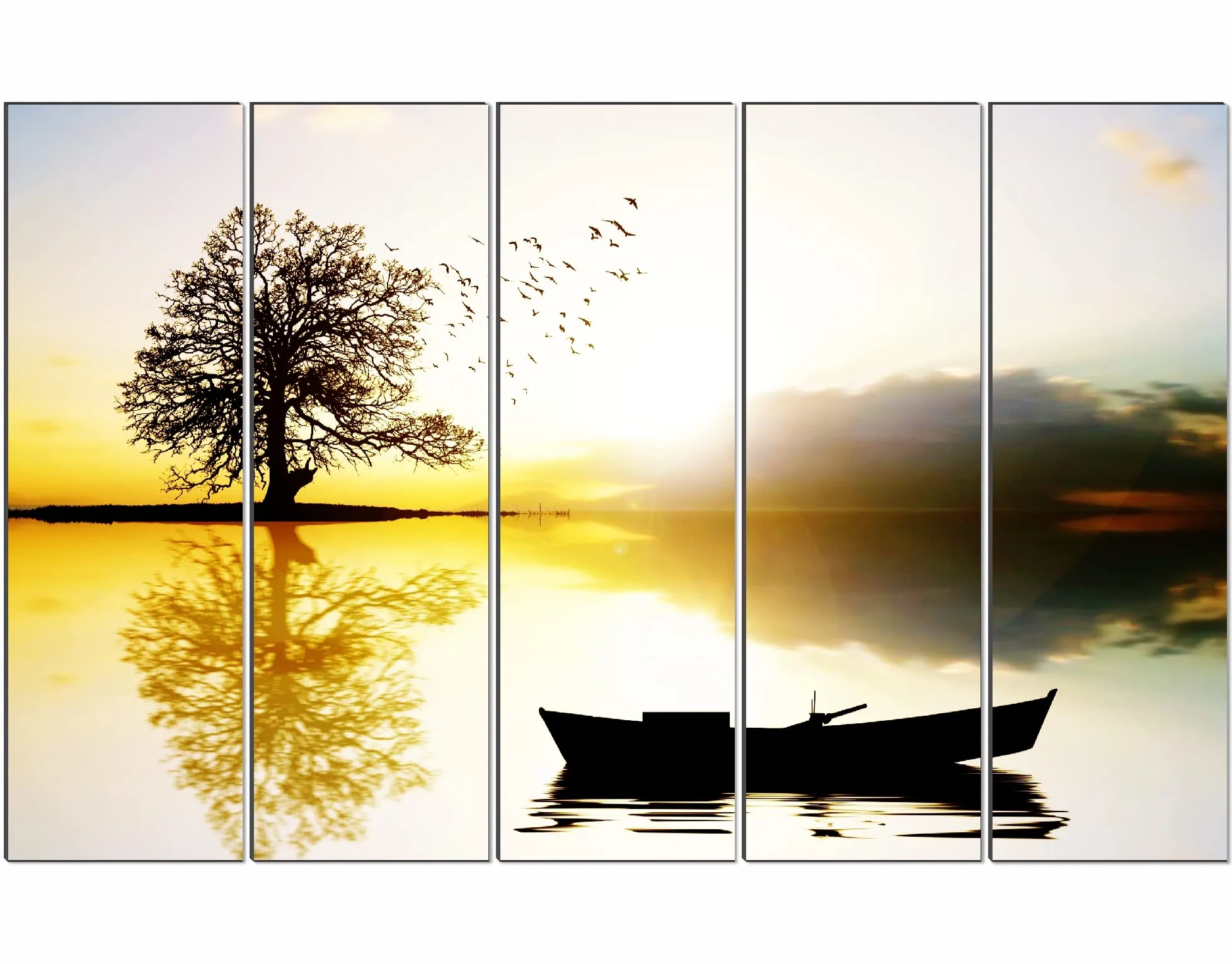 SAF paintings Set of 5 nature scenery modern art 6MM MDF large Premium Panel wall painting 24 Inch x 40 Inch SANFLL35090