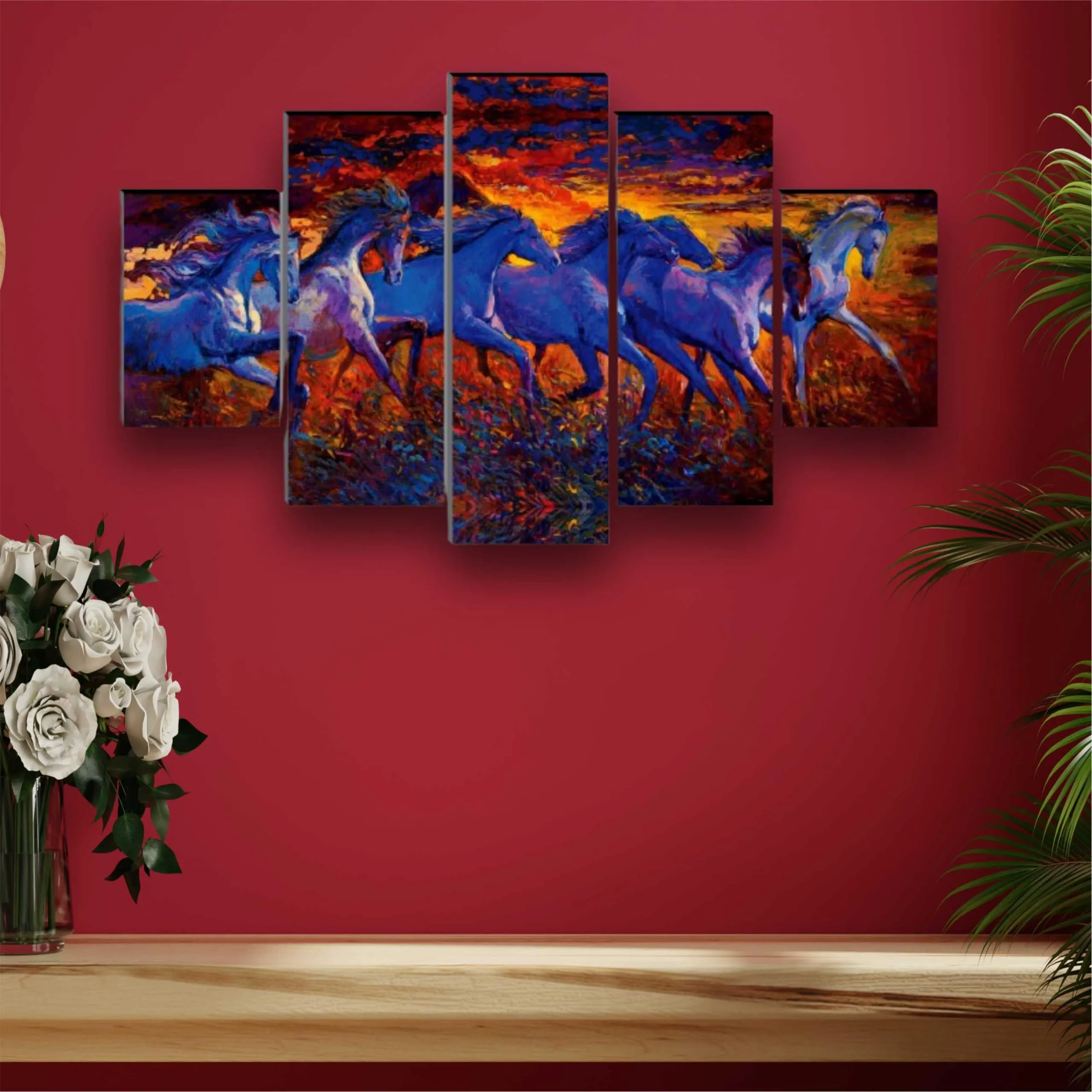 SAF paintings Set Of 5 Wall Painting With Frame For Home Decoration, Living Room, Spa, Office, Hotel Big Size Wall Décor 36 Inch x 18 Inch SANFPNL32272