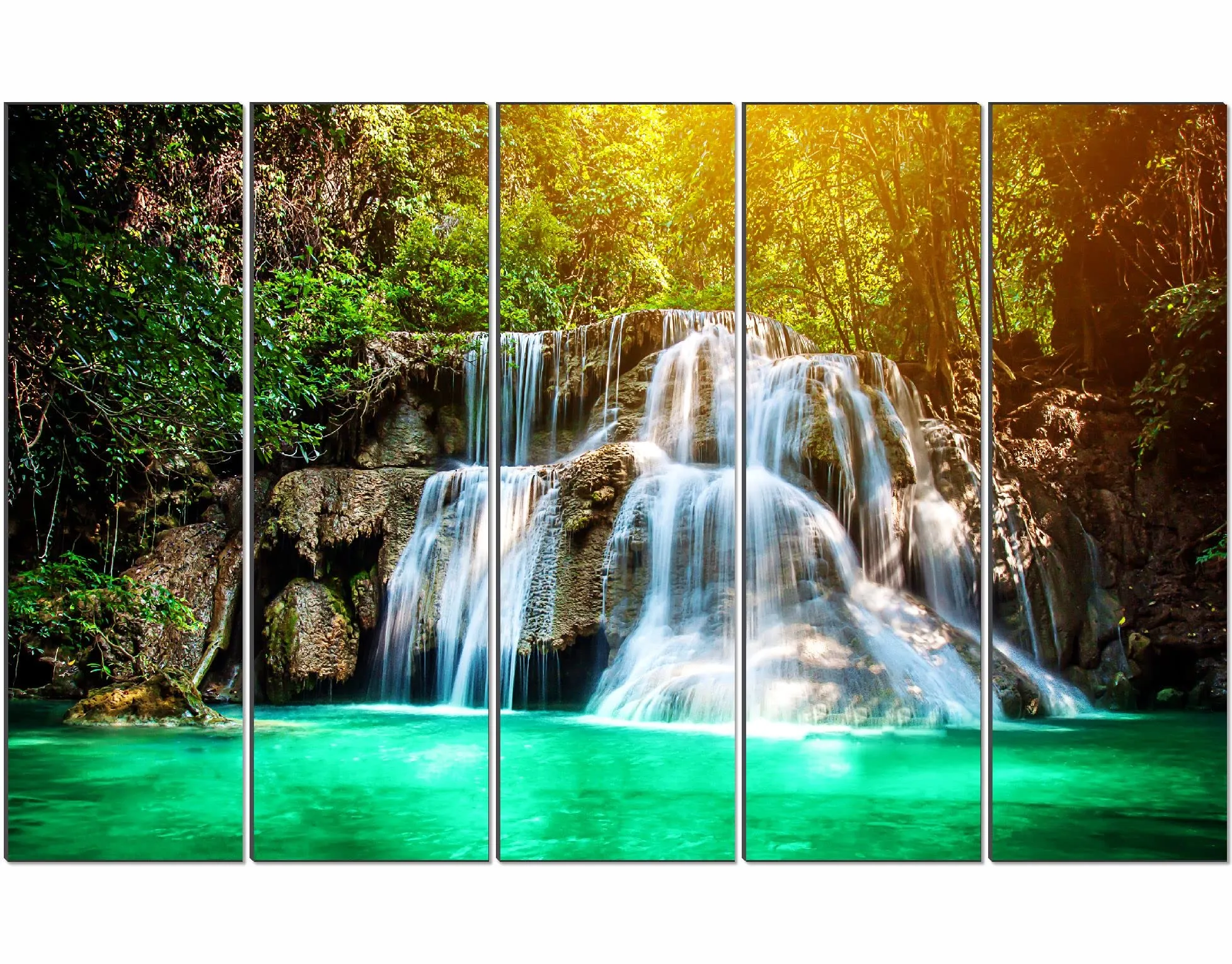 SAF paintings Set of 5 Waterfall nature modern art 6MM MDF large Premium Panel wall painting 24 Inch x 40 Inch SANFLL35098