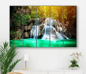 SAF paintings Set of 5 Waterfall nature modern art 6MM MDF large Premium Panel wall painting 24 Inch x 40 Inch SANFLL35098