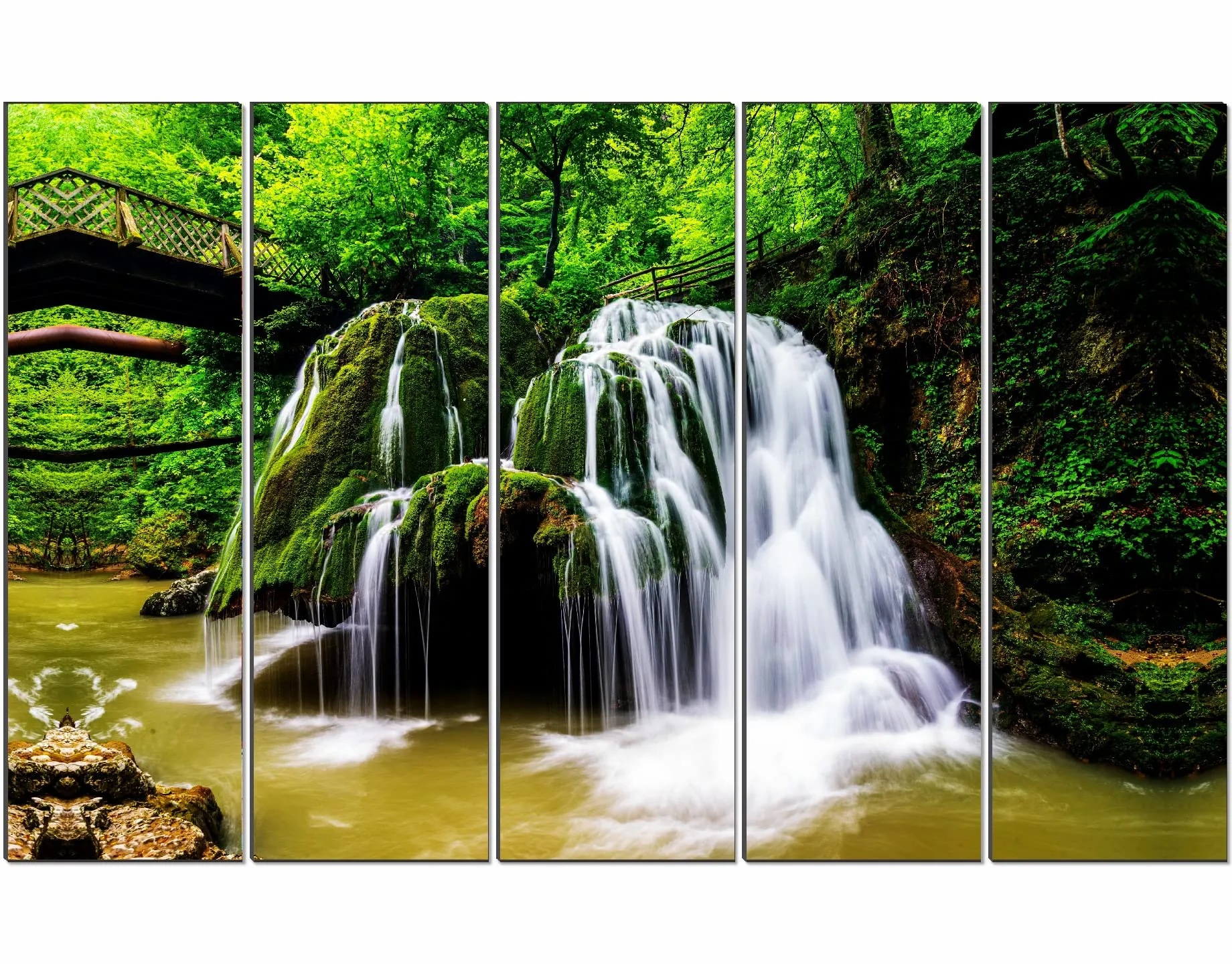 SAF paintings Set of 5 Waterfall nature modern art 6MM MDF large Premium Panel wall painting 24 Inch x 40 Inch SANFLL35132