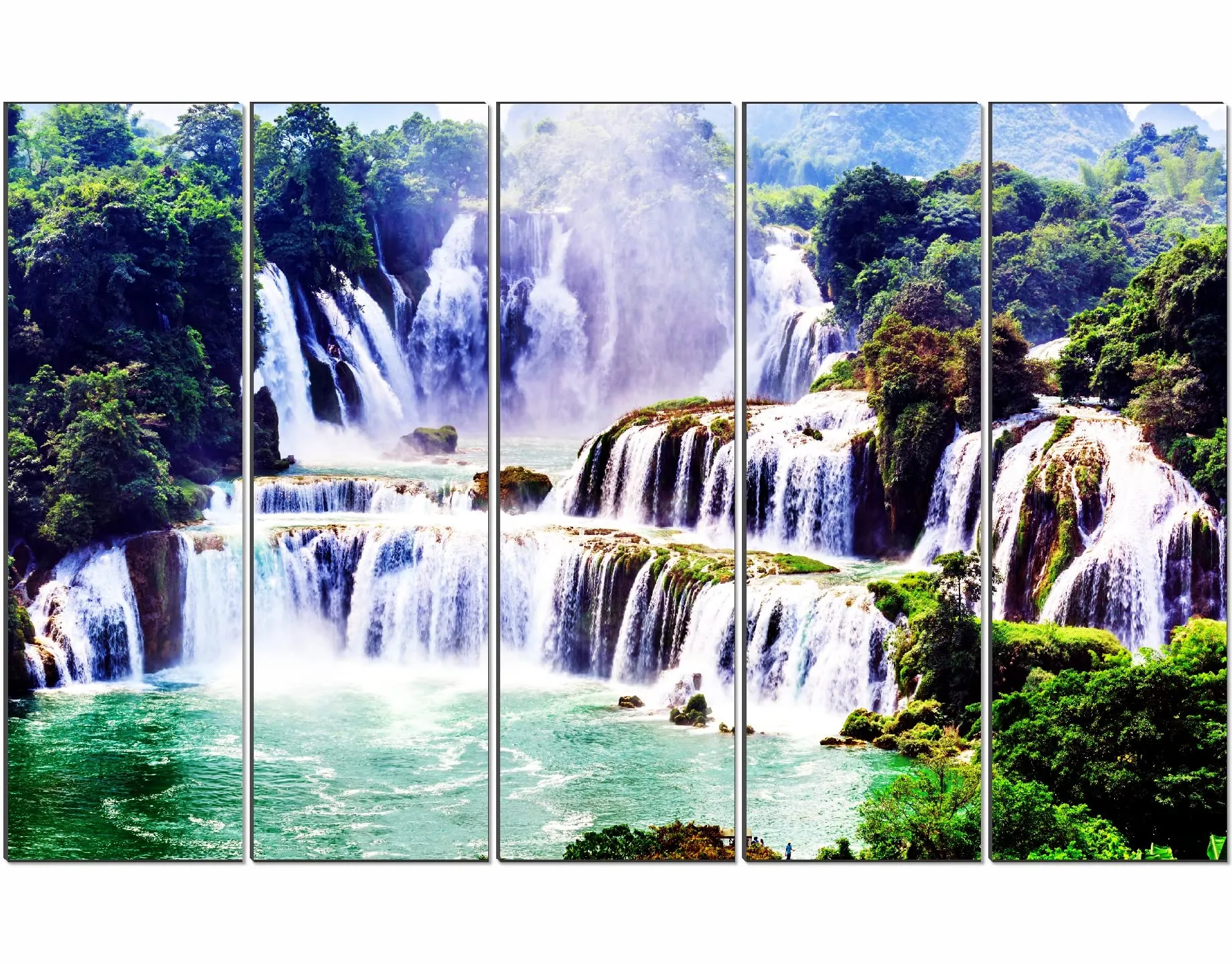 SAF paintings Set of 5 Waterfall nature modern art 6MM MDF large Premium Panel wall painting 24 Inch x 40 Inch SANFLL35144