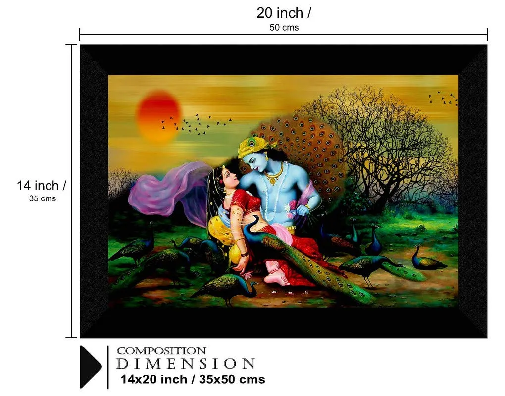 SAF Radha Krishna UV Textured Digital Reprint Home Decorative Gift Item Framed Painting 14 Inch X 20 Inch SANFM30951