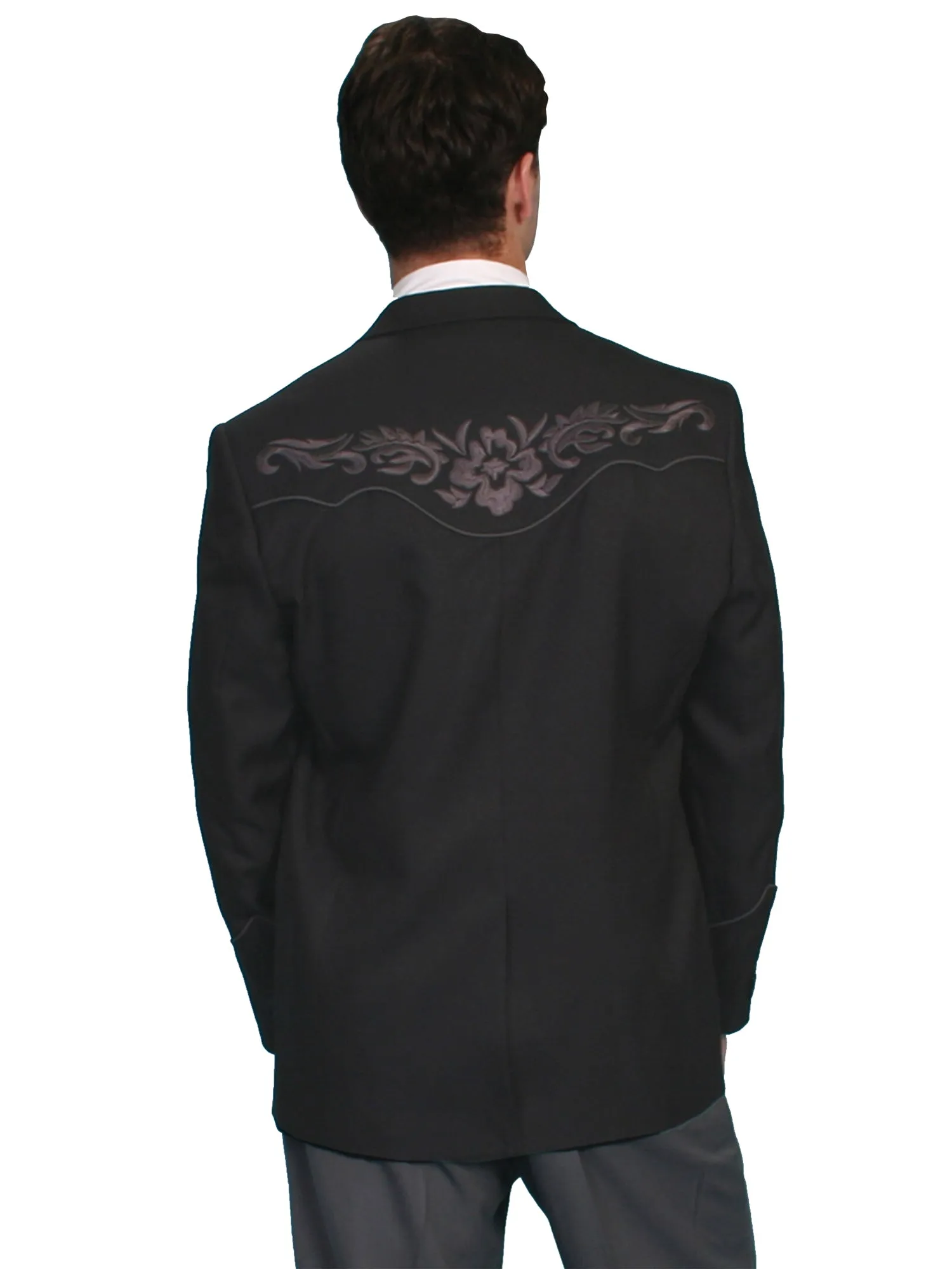 Scully Mens Charcoal Polyester Floral Tonal Blazer