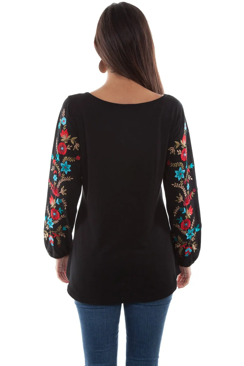 Scully Womens Black Viscose Multi-Floral L/S Tunic