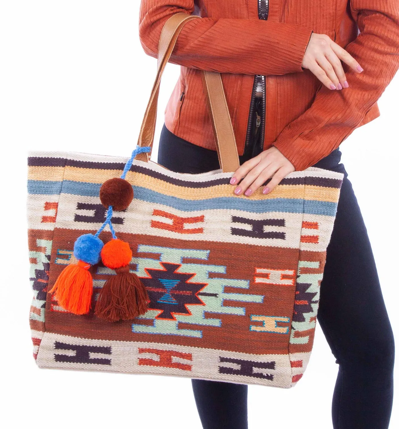 Scully Womens Southwestern Blanket Multi-Color Wool Shoulder Tote Bag