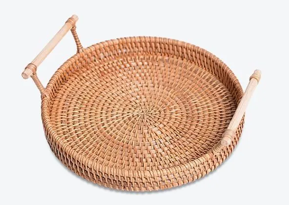 Small Rattan Storage Basket, Fruit Basket, Round Storage Basket with Handle, Kitchen Storage Baskets, Woven Storage Baskets