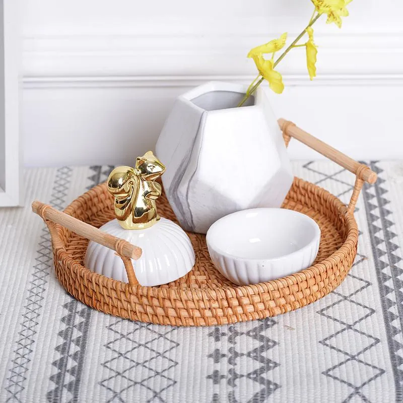 Small Rattan Storage Basket, Fruit Basket, Round Storage Basket with Handle, Kitchen Storage Baskets, Woven Storage Baskets