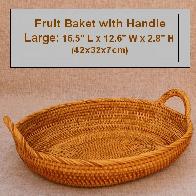 Small Round Storage Basket, Woven Rattan Basket, Fruit Basket for Kitchen, Storage Basket for Dining Room