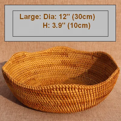 Small Round Storage Basket, Woven Rattan Basket, Fruit Basket for Kitchen, Storage Basket for Dining Room