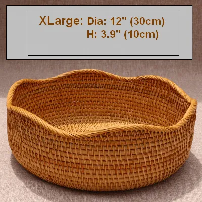 Small Round Storage Basket, Woven Rattan Basket, Fruit Basket for Kitchen, Storage Basket for Dining Room