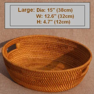 Small Round Storage Basket, Woven Rattan Basket, Fruit Basket for Kitchen, Storage Basket for Dining Room