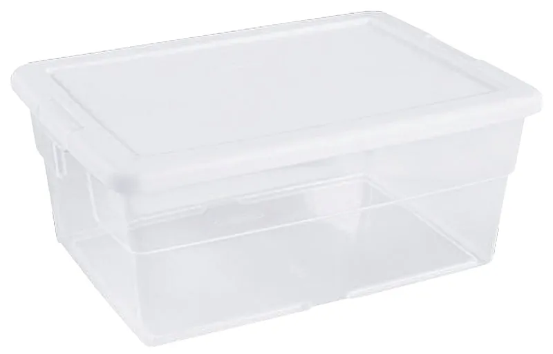 Sterilite 16448012 Storage Box, 16 qt Capacity, Plastic, White :EA: QUANTITY: 12