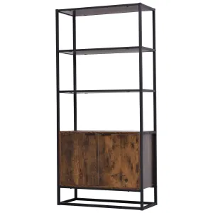 Storage Cabinet with 3 Open Shelves Cupboard Freestanding Tall Organizer Multifunctional Rack for Livingroom Bedroom Kitchen Rustic Brown