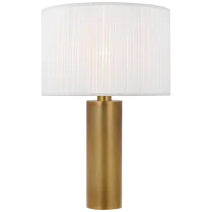 Sylvie Medium Table Lamp in Hand-Rubbed Antique Brass with Silk Pleat Shade