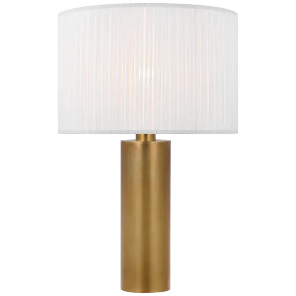 Sylvie Medium Table Lamp in Hand-Rubbed Antique Brass with Silk Pleat Shade