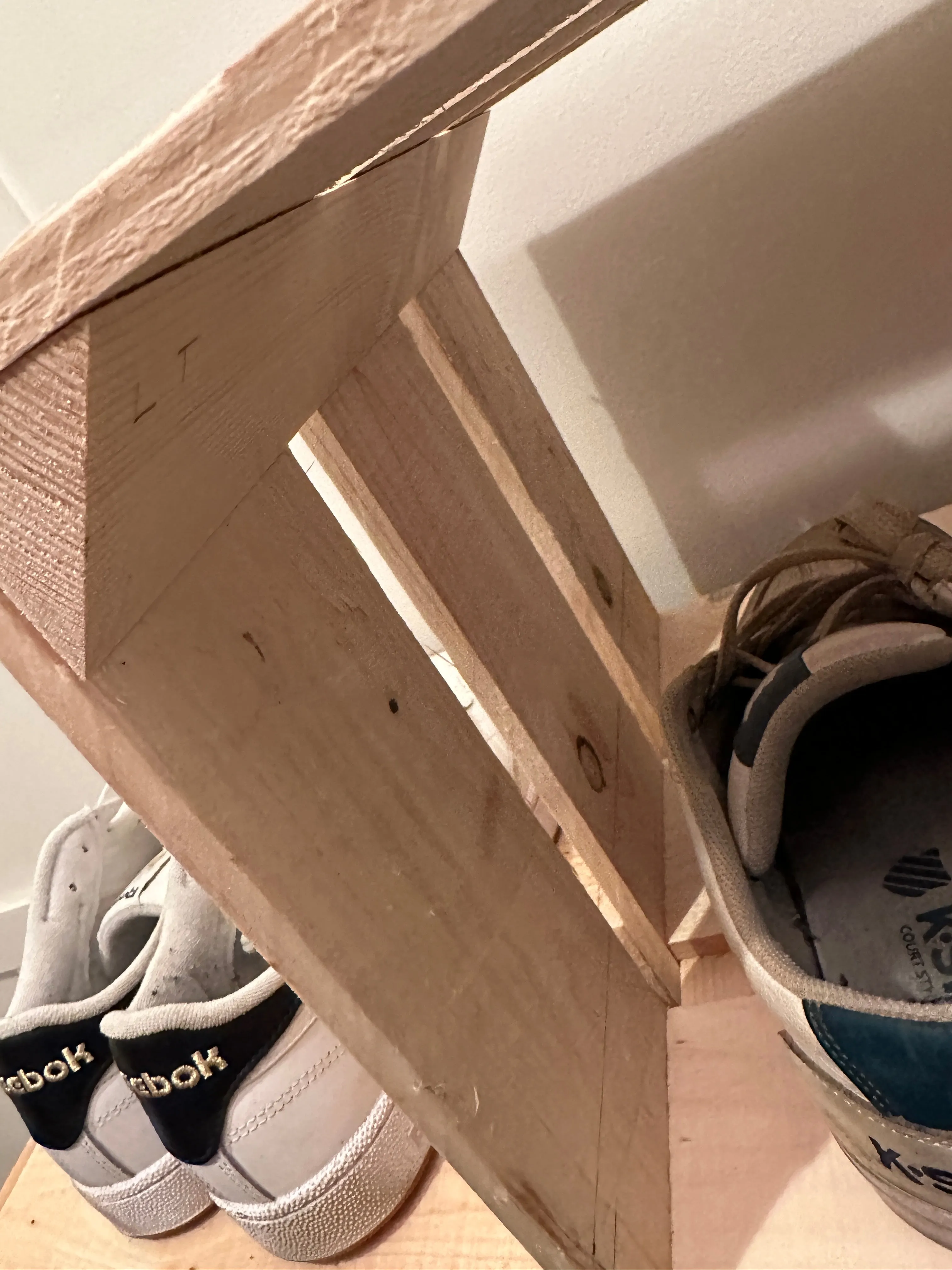 Tall SHOE RACK - wooden rustic Orange crate shoe rack