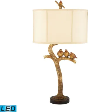 Three Bird Light Led Table Lamp In Gold Leaf and Black