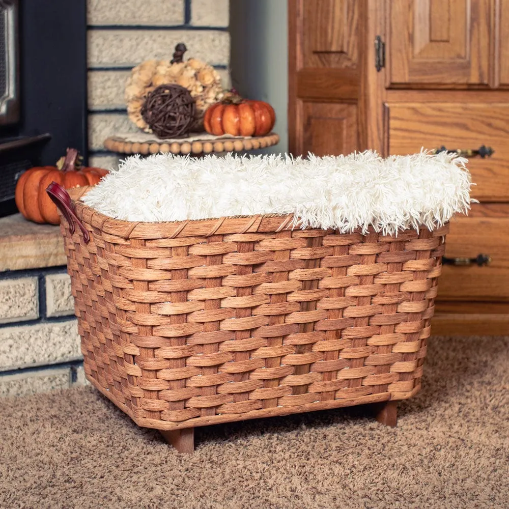 Throw Blanket Basket | Decorative Amish Wicker Living Room Storage