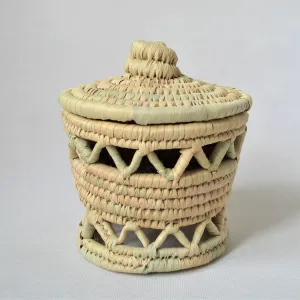 Traditional woven canister, Moroccan baskets