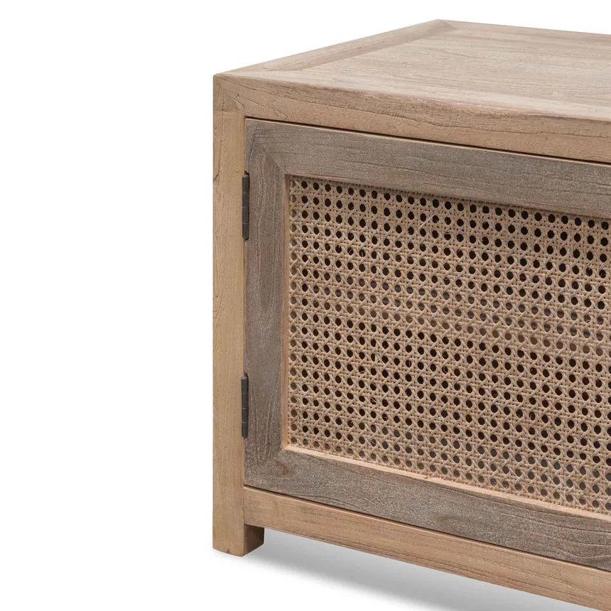 TV Entertainment Unit - Natural with Rattan Doors