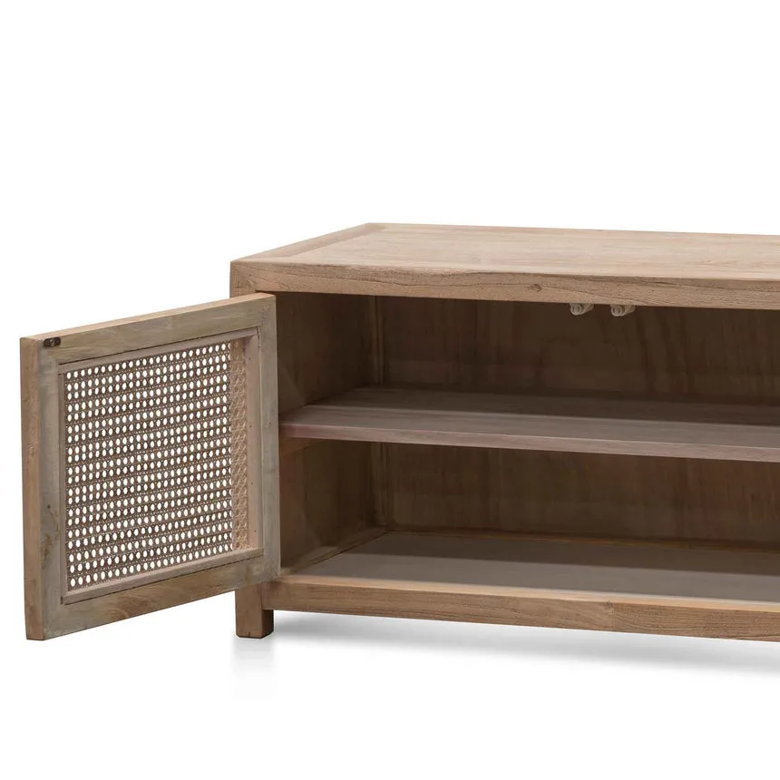 TV Entertainment Unit - Natural with Rattan Doors