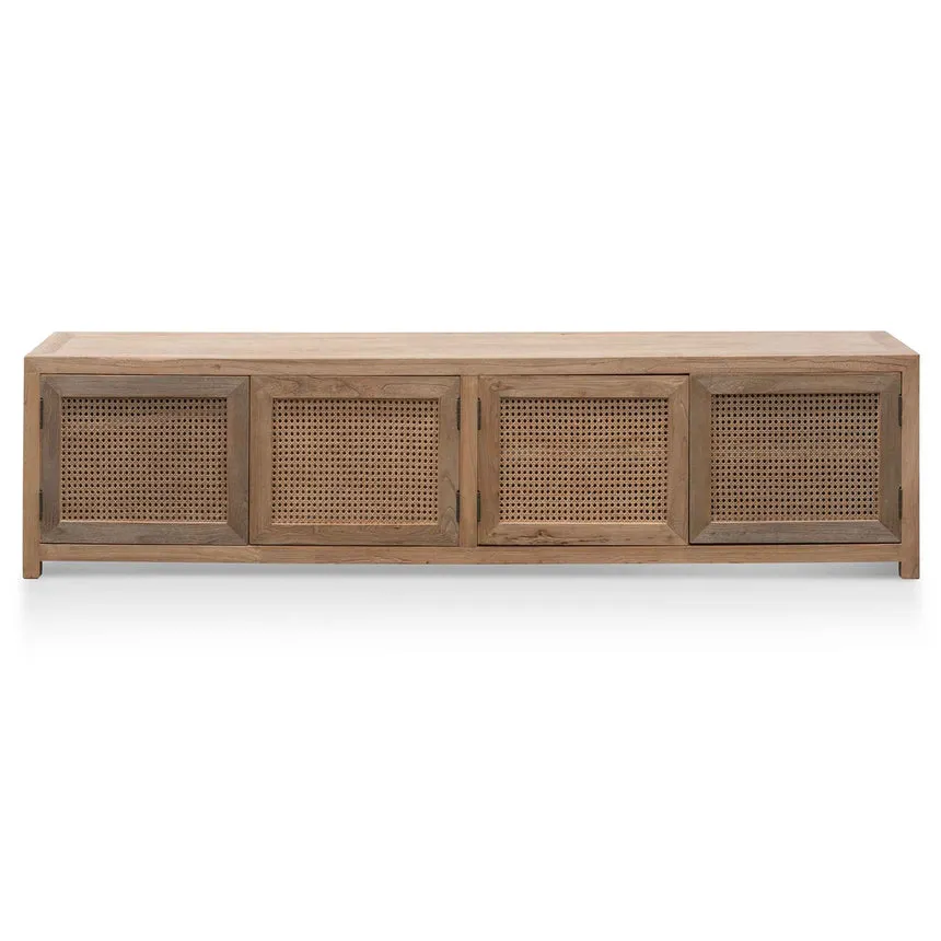 TV Entertainment Unit - Natural with Rattan Doors