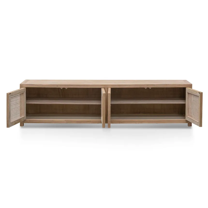 TV Entertainment Unit - Natural with Rattan Doors