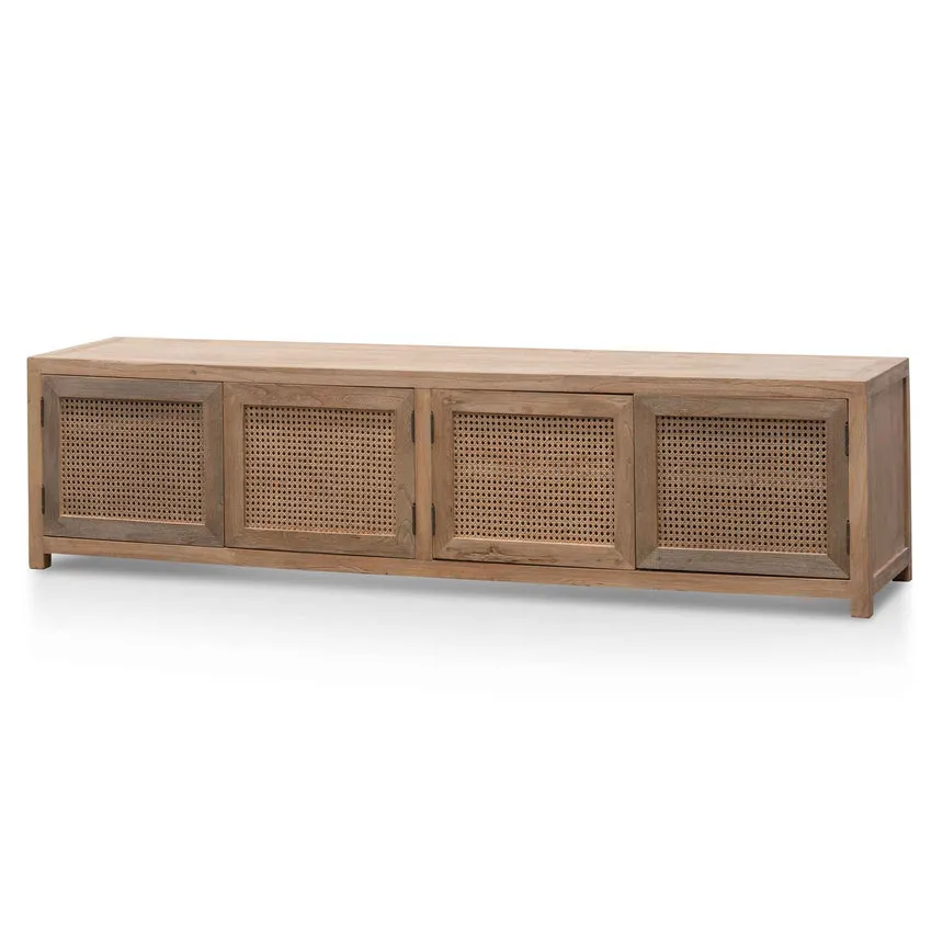 TV Entertainment Unit - Natural with Rattan Doors