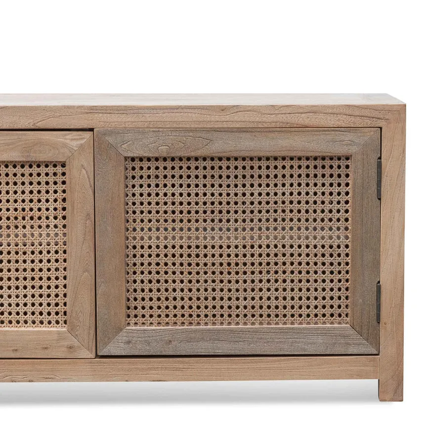 TV Entertainment Unit - Natural with Rattan Doors