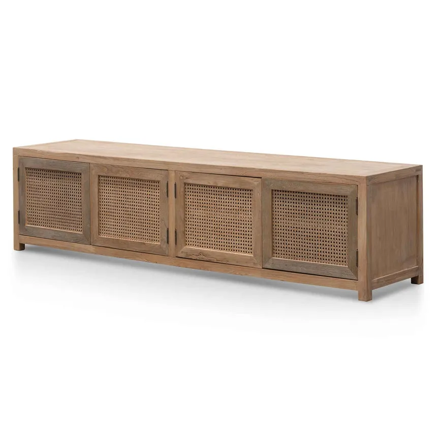 TV Entertainment Unit - Natural with Rattan Doors