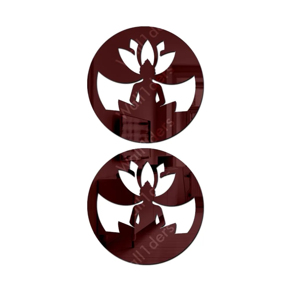 Wall1ders Buddha Brown (Pack of 2) Mirror Stickers for Wall, Acrylic Mirror Wall Decor Sticker, Wall Mirror Stickers, Acrylic Stickers, Wall Stickers for Hall Room, Bed Room, Kitchen.