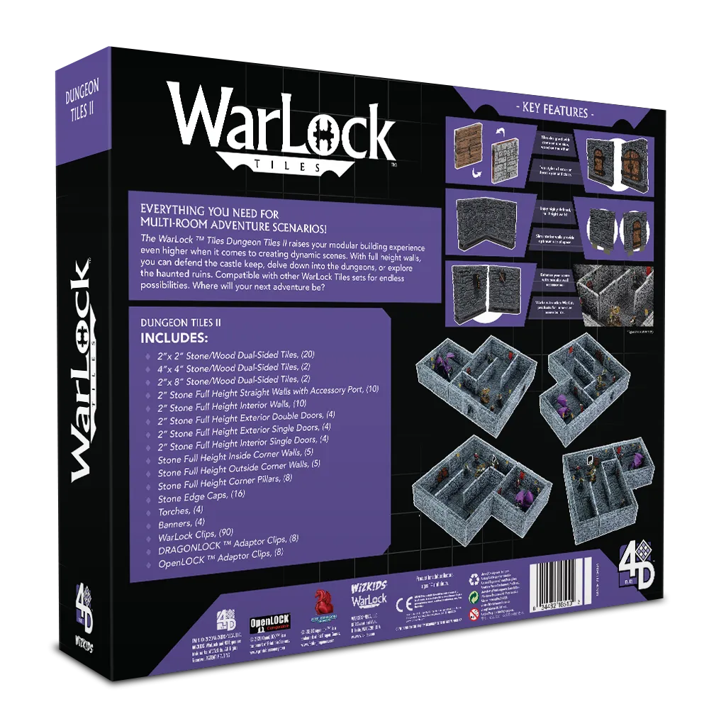 WarLock Tiles: Dungeon Tiles II - Full Height Stone Walls