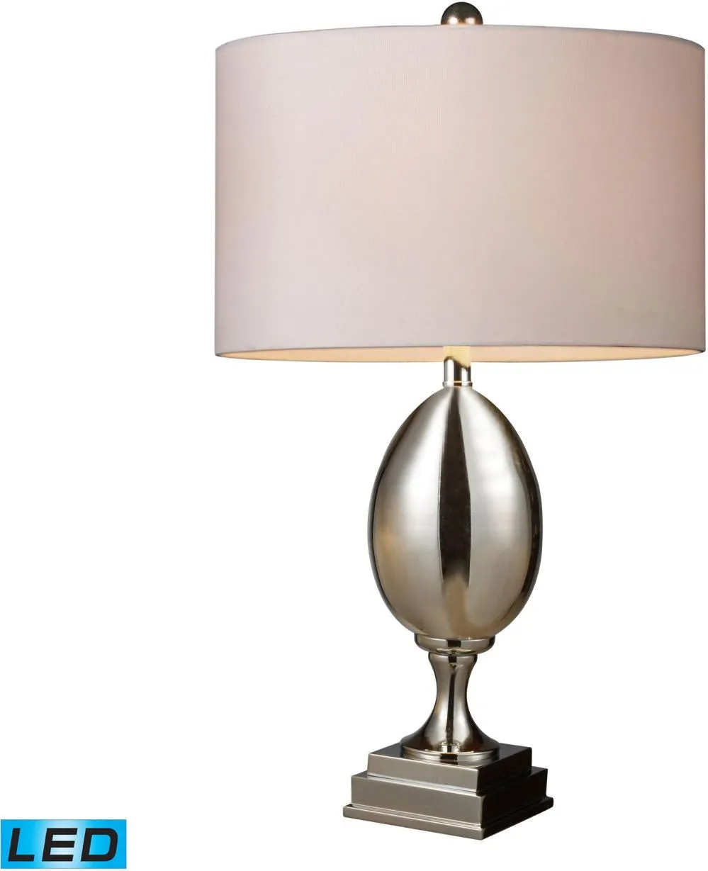 Waverly Led Table Lamp In Chrome Plated Glass With Milano Pure White Shade